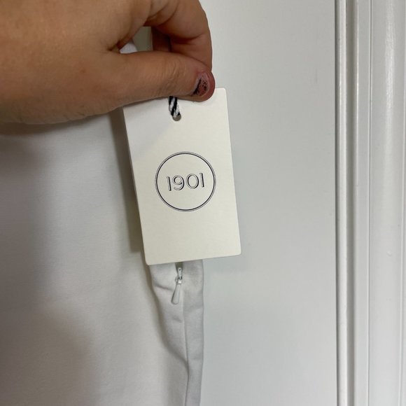 1901 Nordstrom White Side Zip Tapered Cropped Leg Pants - Picture 5 of 9